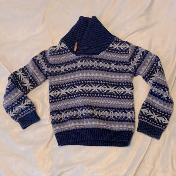 Rorie Whelan size 3t shawl toggle collar light blue navy blue fair isle sweater - Picture 1 of 4